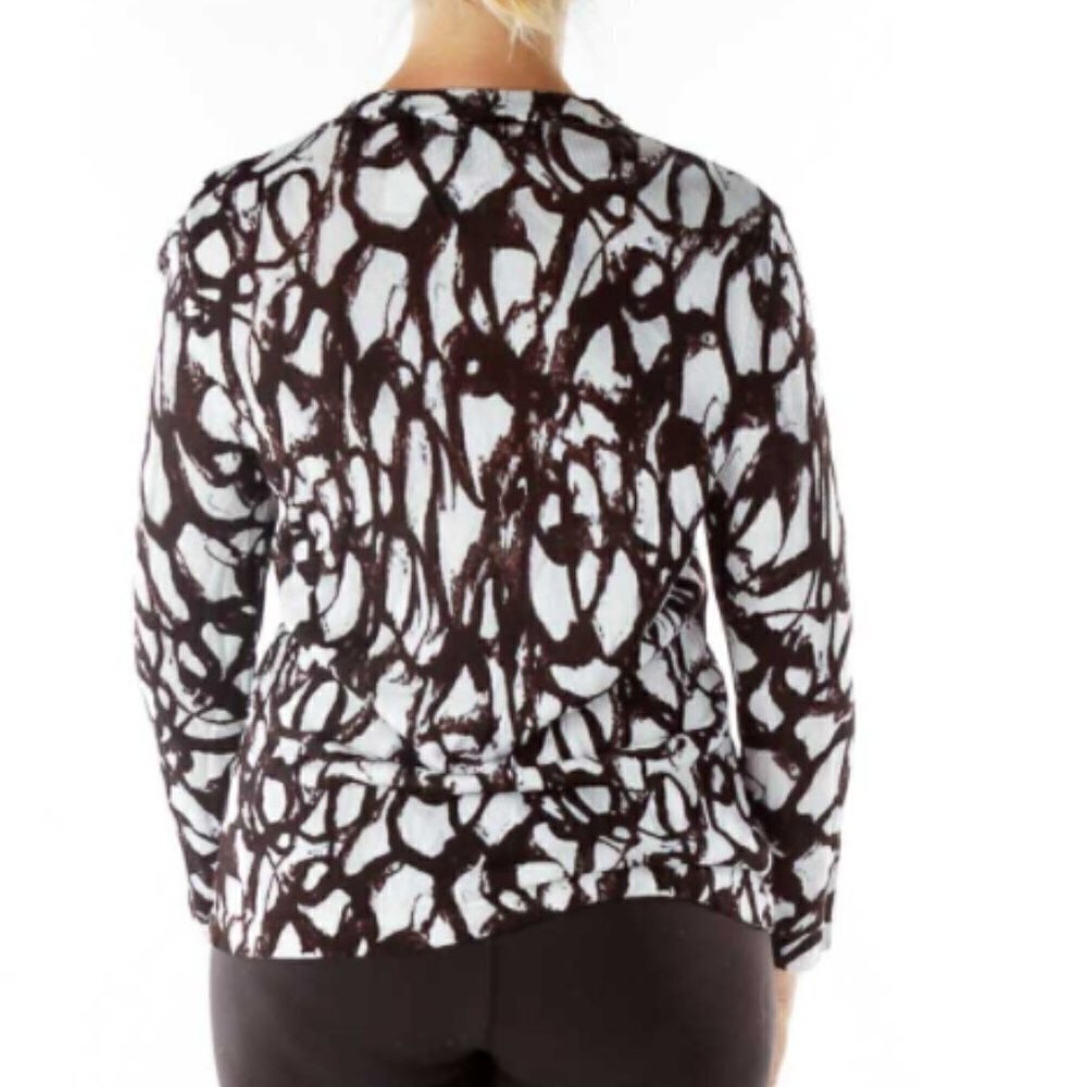 Jones New York Black White Print Knit Cardigan - Picture 3 of 3